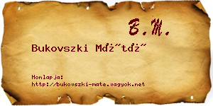 Bukovszki Máté névjegykártya
